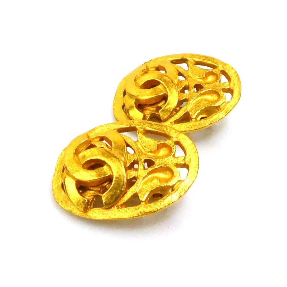 CHANEL Authentic Gold Logo Earrings - Picture 2 of 5